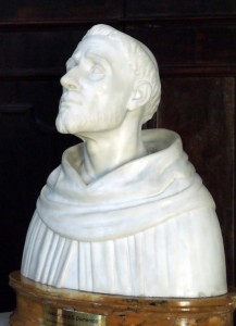 Buste van Dominicus in Bologna, gereconstrueerd op basis van zijn schedel.